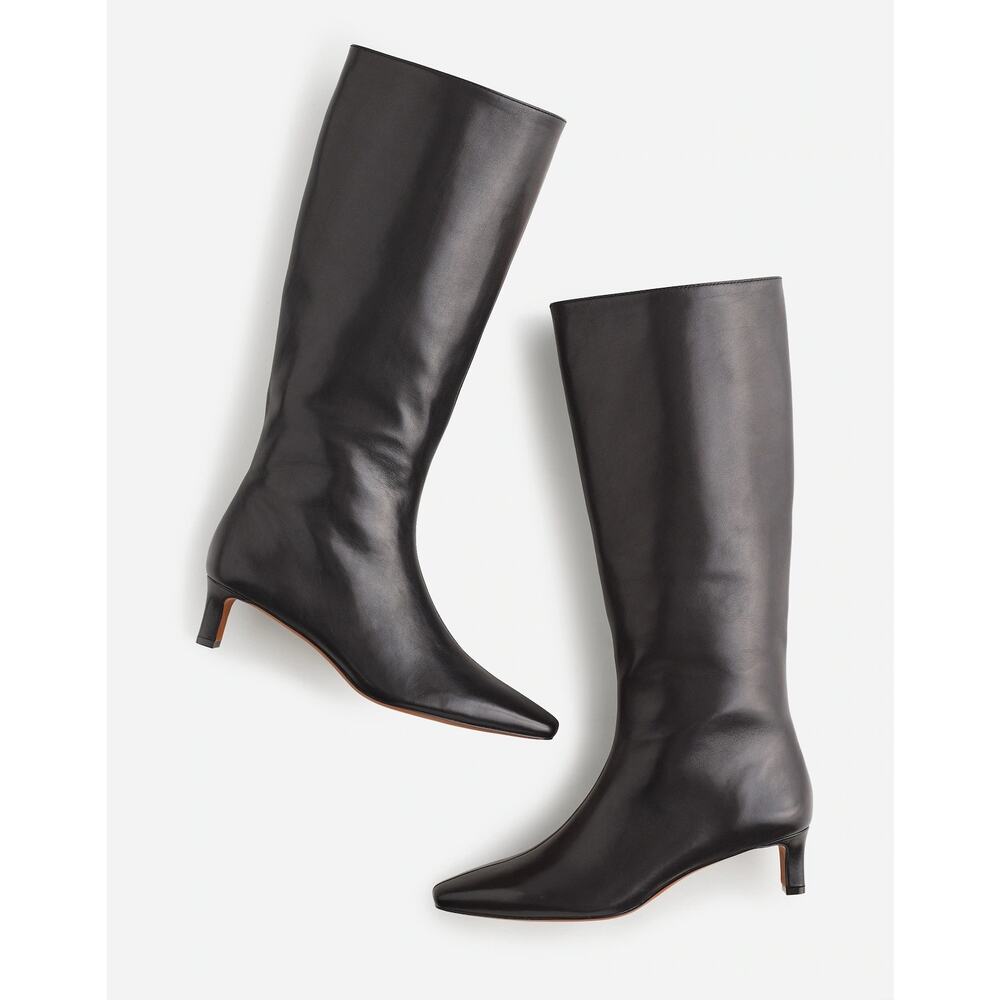 Madewell The Dimes Kitten-Heel Knee Boot Smooth Leather True Black Size 8.5 NWOB